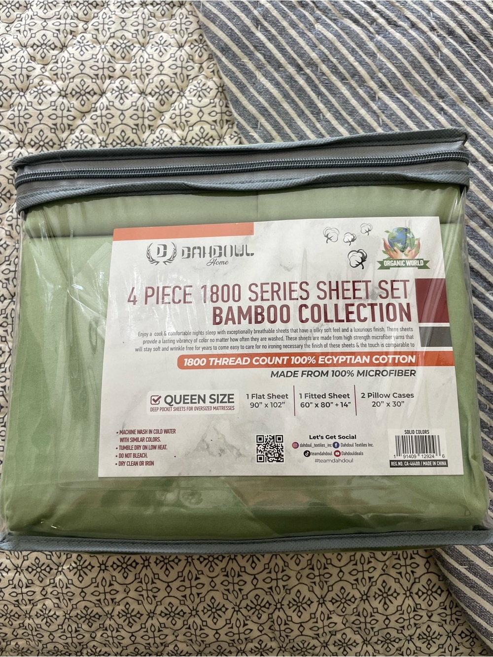 4-Piece Queen Sheet Set in Sage Green